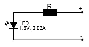 Резисторът е свързан последователно със светодиода