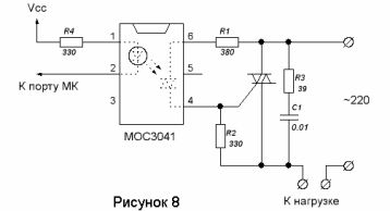 schema för att ansluta en triac till en mikrokontroller