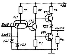 Het elektrisch circuit van het logische element 2I-NOT