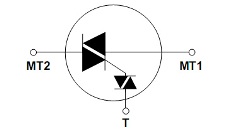 Triac Typ Quadrac. Schematische Darstellung