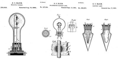 Hiram Maxim-patent för elektriska glödlampor