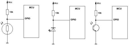 Scheme pentru conectarea senzorilor foto la microcontroler