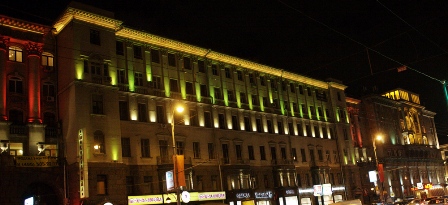Konstnärlig belysning av byggnaden