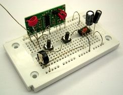 Electronic circuit on a breadboard