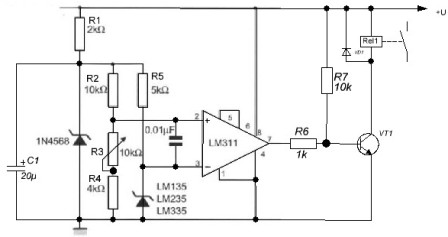 Schema de conectare a senzorului LM335