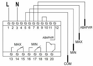 Σχέδιο συνδεσμολογίας για έναν διακόπτη επιπέδου τεσσάρων επιπέδων PZ-830