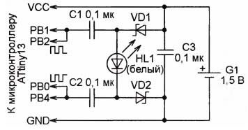 Circuit convertor pentru alimentarea unui LED alb