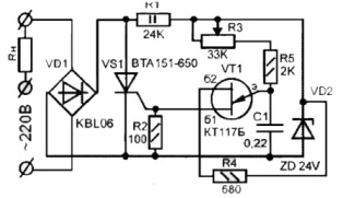 Circuit thyristor power controller