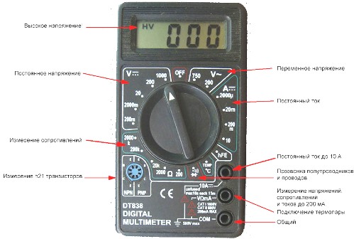 The appearance of the digital multimeter D838