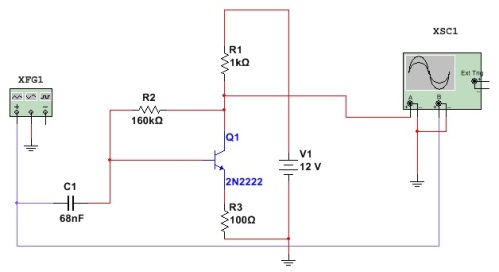Verstärkerstufe an einem einzelnen Transistor