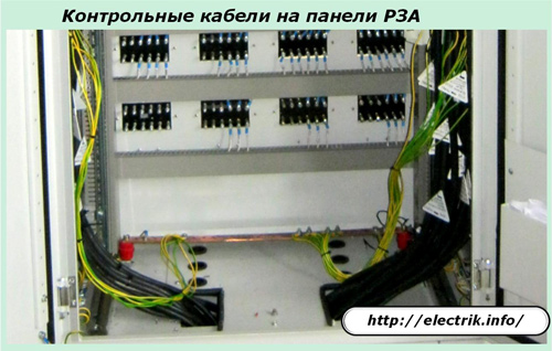 Cabluri de control de pe panoul de protecție a releului