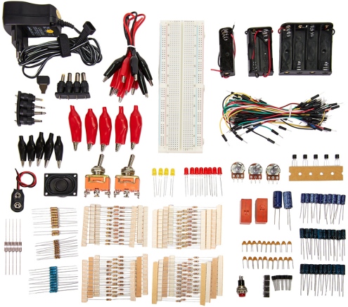Komponenter från del 1 i Electronics Learning Kit