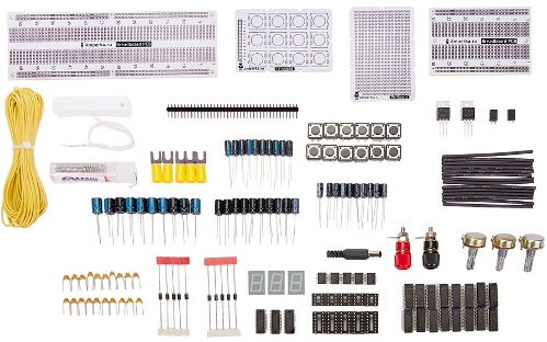 Komponenty z druhé části konstruktéra pro studium elektroniky