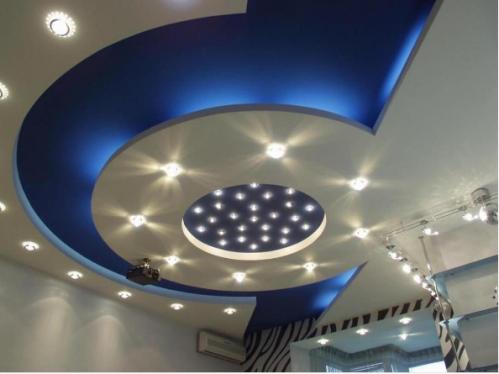 Lighting of suspended ceilings in the photo
