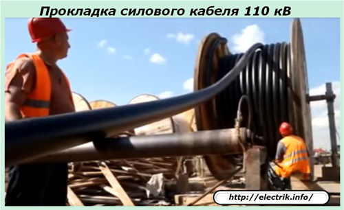 Strāvas kabeļa ievietošana 110 kV