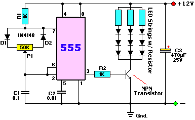 Circuit de dimmer pentru benzi cu LED-uri