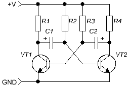 Szimmetrikus multivibrator áramkör