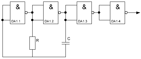 Generador de impulsos en elementos lógicos de tipo 2i-not