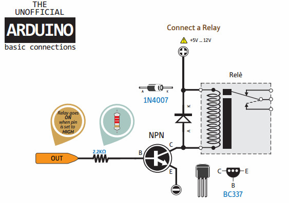 Schaltung mit Relais und Transistor zur Stromverstärkung