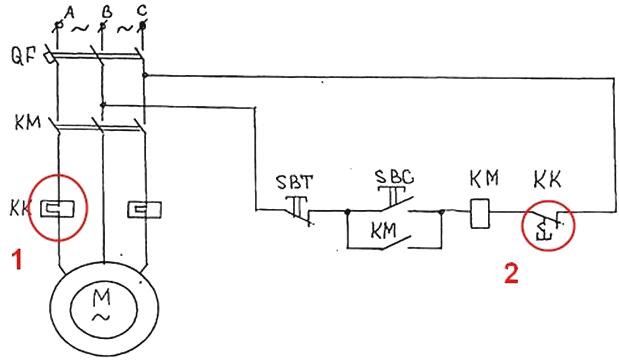 Схема за свързване на термично реле