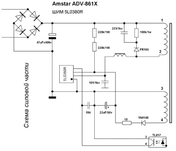 Diagramm einer Transformatorstromversorgung für LED-Streifen