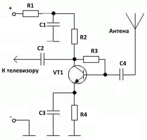 Схема на усилвателя на антената