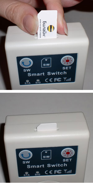 Installing a SIM card into a power outlet