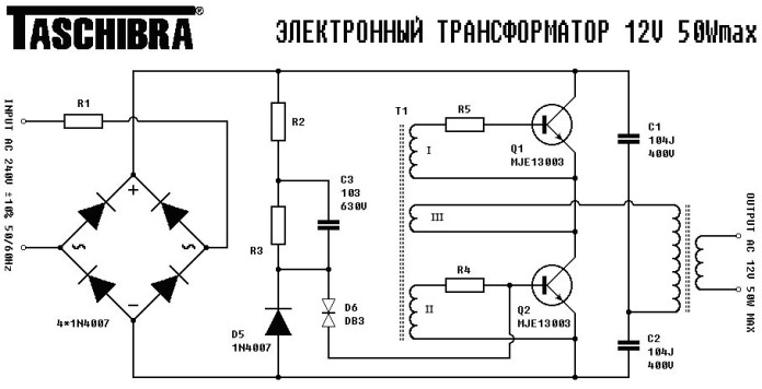 Taschibra elektronikus transzformátor