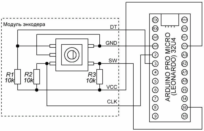 The connection diagram of the position sensor to Arduino