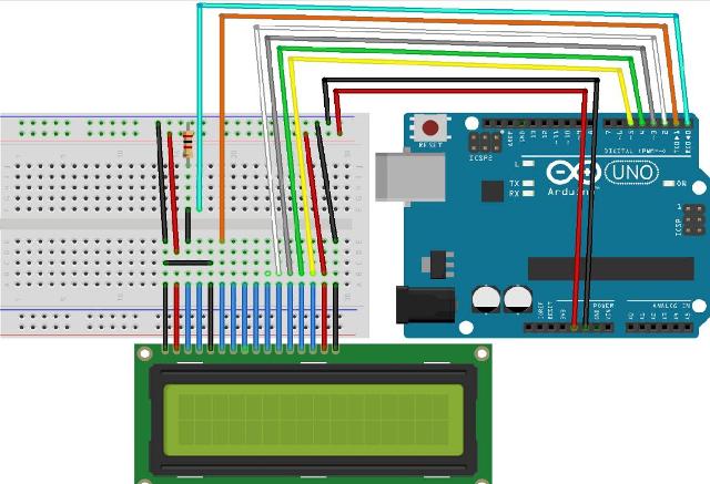 Schema de conectare a afișajului la Arduino