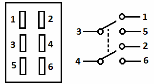 Diagrama comutatorului de comutare a tipului DPDT
