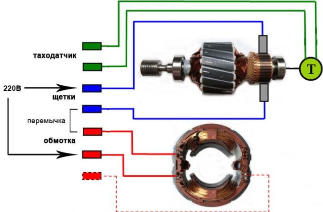 Схема за свързване на двигателя