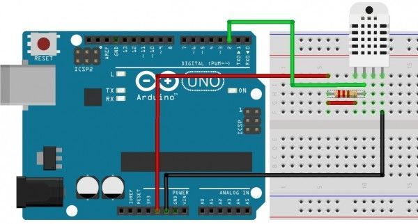 Connection diagram for humidity sensor to arduino